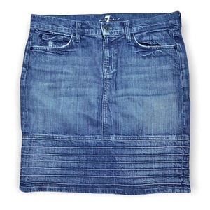 7 For All Mankind Blue  Jean Ribbed Bottom Skirt